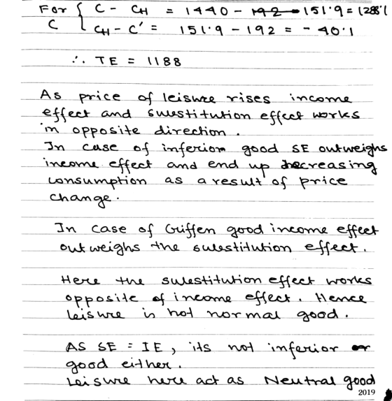 CH oPPosite aireciom ไท case of inferio- good SE oukweighs effect omd emd decreasim msumptiem as a resw of Price Chan In case