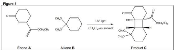 Figure 1 CH3o UV light OCH2CH3 CH2Cl2 as solvent OCH2CH3 CH3O CH30 CH30 Enone A Alkene B Product C