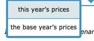 this years price the base years prices enar