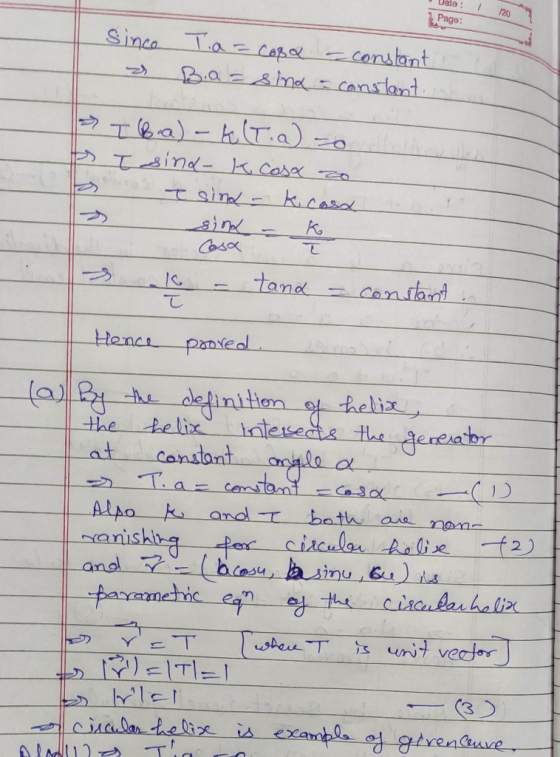Date 20 2Page: Sinca Ta capo constant cans tant Basind T2a)-k(Ta) Tsind- K.casa t sina k.casa Coso tamd Conthnt Hence panedl