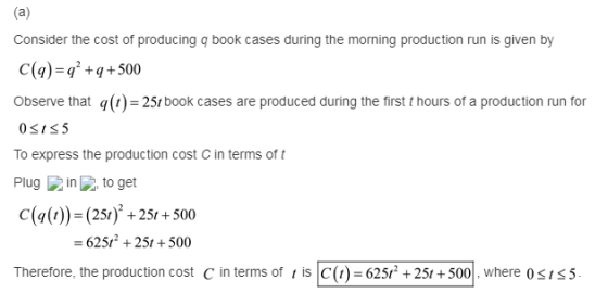 (a) Consider the cost of producing q book cases during the morning production run is given by c(g) qq+500 Observe that g(t) 2