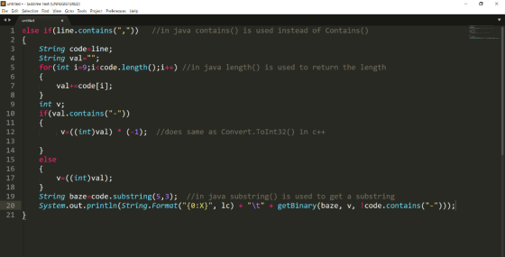 untitied-Sublime Text (UNREGISTERED) Find Miew Goto Tools Praject Preferences Help Eile Edit Selecti 1 else if(line.contains(