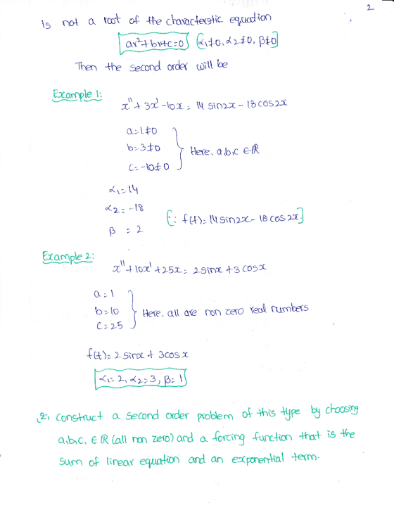 2 is not a ot of the chavaclerstic equad ion Then the Second order will be Ecample {좋 alto 2. Example 2 C2 25 ệt, construct a