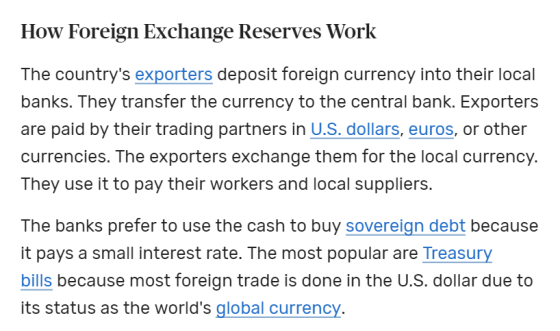 How Foreign Exchange Reserves Work The countrys exporters deposit foreign currency into their local banks. They transfer the