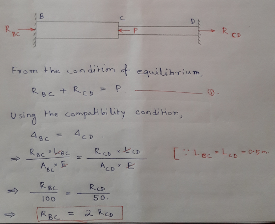 D R CD K P BC ditim t equilibrium, FrOm the con P. RBC RCD Using the compati bi uity condi Hon AcD A B C Re tCD ACD E = 0.5 m