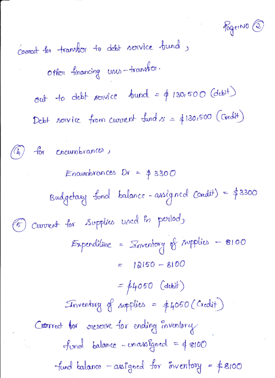 to debt sevice und, Comrat for tranh -ranshor fmancing otion Out to debt envice bund - 4 30, 500 (debit Debt vice from Cuvren