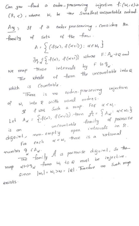 fend Can you Oscler injeetion f(w,e) Sma llest uncountable orchmed CR, < be the hohesne Any Order pre Seaving Jf Conside tke
