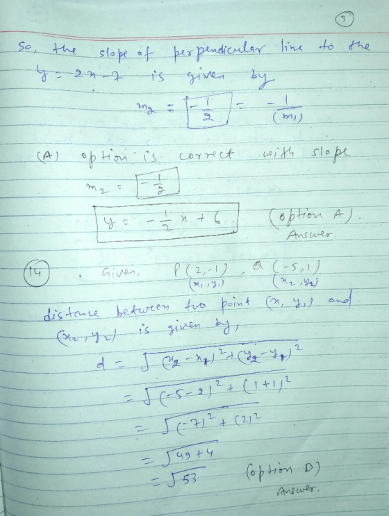 So the slope- dicnlar hins to the Cmi) Anuer U53 Ae wer