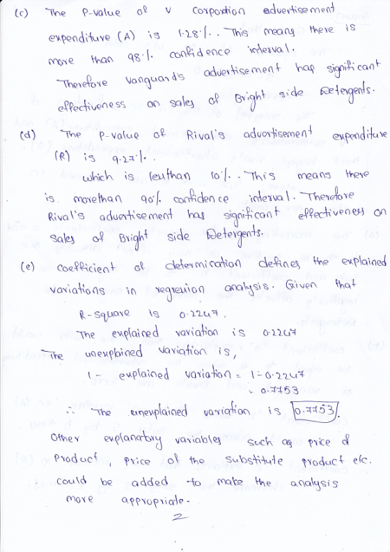 CoYpduertise ment 8. . This an heve iS (c) The p-value o evpendituve (A) elfectvene ss ale af ight ide leenls n Soley (d) he