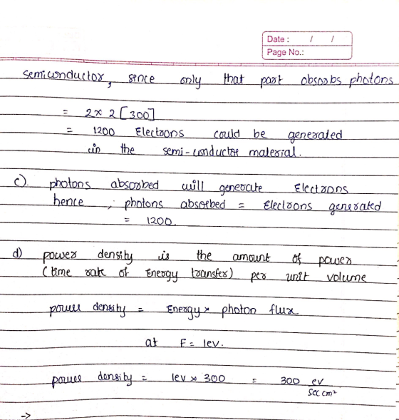 Date I1 Page No.: Smicanductor snce anly thotpacsaons 2 22 2L30 2 1200Elecloons cud be genexated in the semi- Lnductet malest