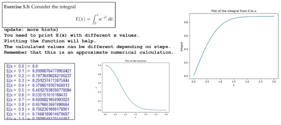 Exercise 5.3: Consider the integral Plot of the integral from 0 to x 0.8 e: more hints You need to print E(x) with different