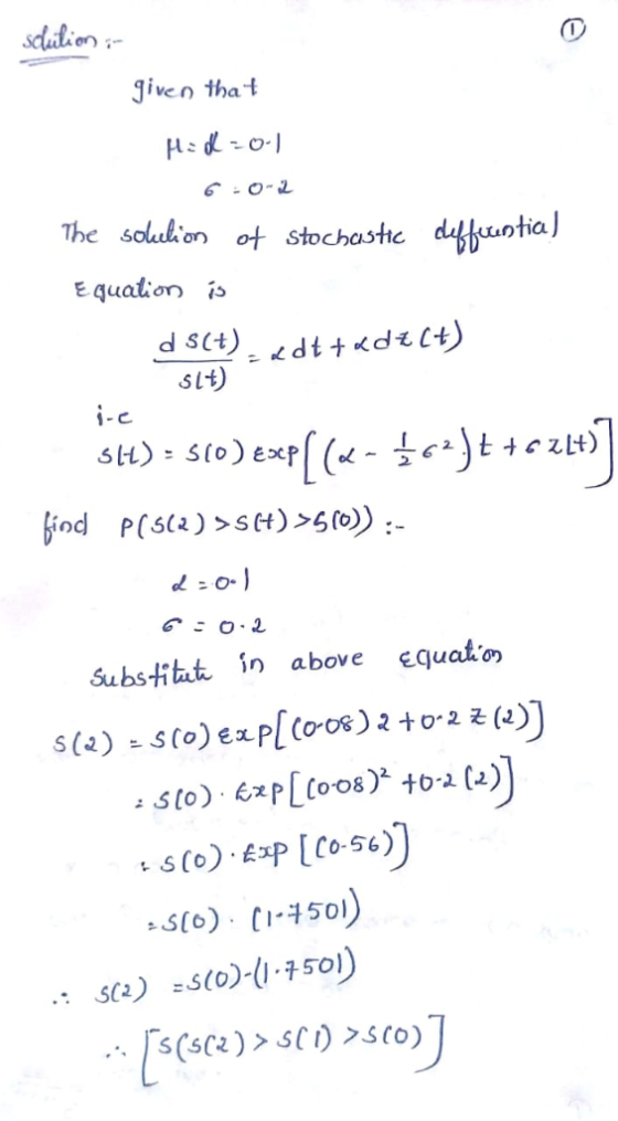 sdalion Jiven that 60-2 The solulion ot stochastic deffeantia Equation i Sct)dt <dtl4) SL4) st) sto) exp(-)t t +ozt) fiod P(s