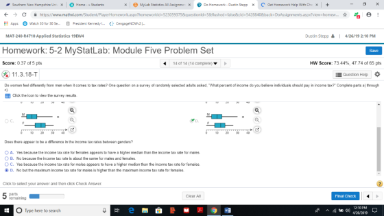| O Home-» Students ㄨ工9 Mylab Statistics All Assignmel @ C Get Homework Help With Che Do Homework-Dustin Stepp Southern New H