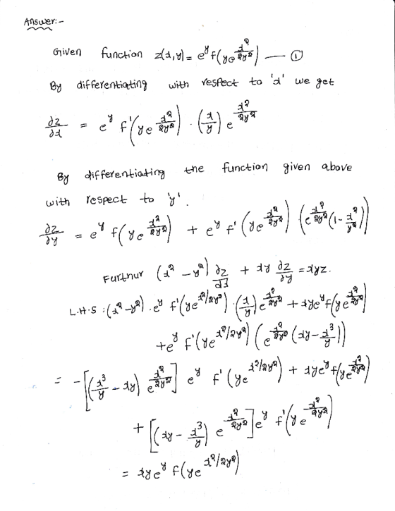 Answer: - given function da,Y-Je(y )-- e differentiatinespect o s we et ey differentae function iven above with espect t a