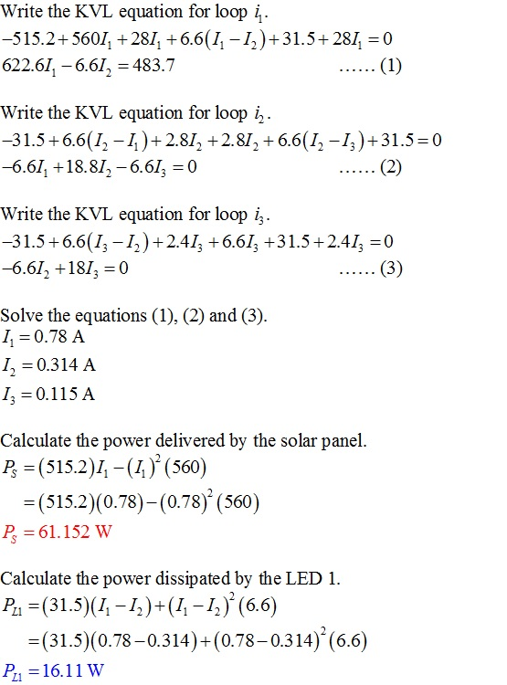 Write the KVL equation for loop i -515.2 5601 +281 +6.6( -1)+31.5+2810 622.6/, -6.6I, - 483.7 Write the KVL equation for loop