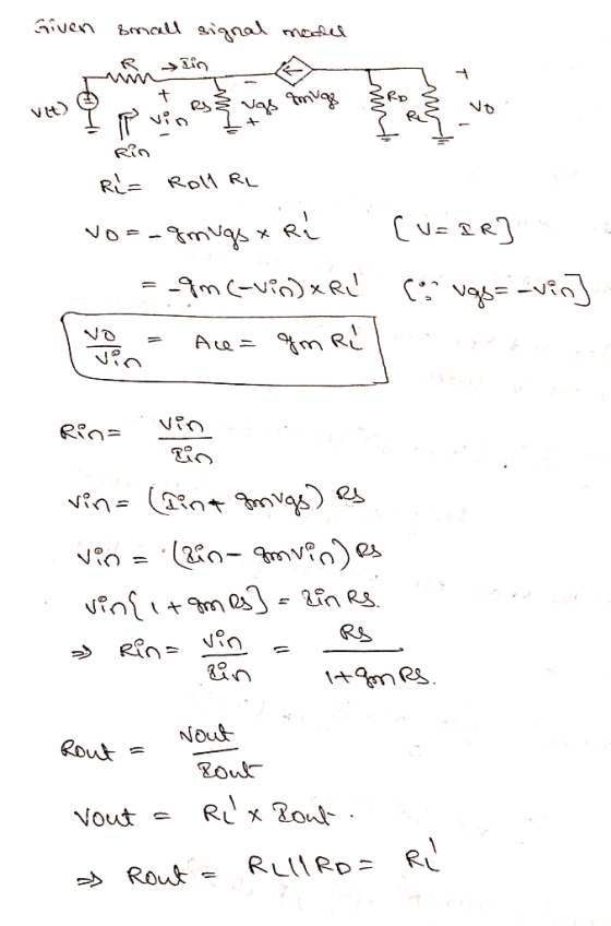 Given bmall aiqnal mo w RL Ro\ RL vas=vin Ae= %m R Ren= RS Nout Rout R xont Vout RLRD Rouk-