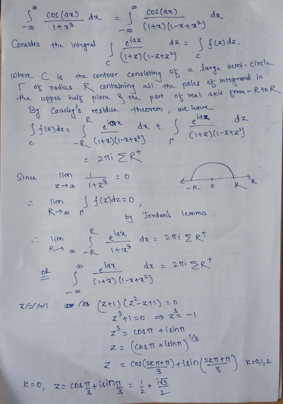 Conader the intral ia z (X) d here -(-is the contour consisting ok a Jar 아 radius尺.containing all、-the polu ok inkarendin Bt