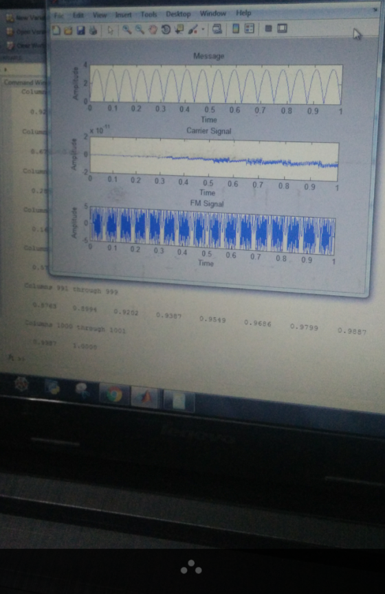 lawvar İfac Edit View Insert Tools Desktop Window Help Message Col 0 0.1 02 0.3 04 05 06 0.7 0.8 0.9 0.9 Time Carrier Signal