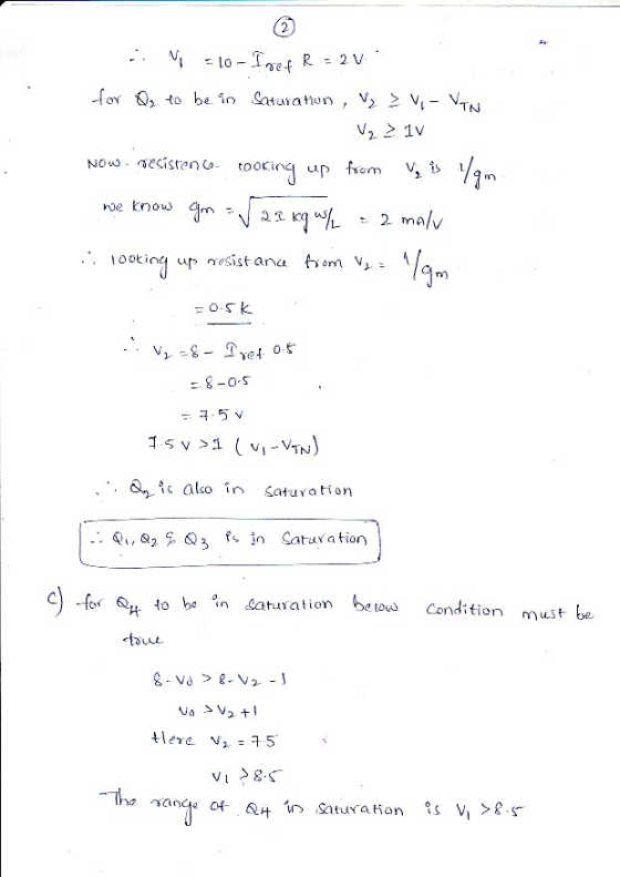 oY . to be in Saturation, V 2 V- V TN 7» Im s also in saturation for to b n tion be tou Conditionmust be nCatur VIS