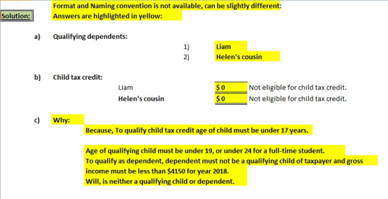 Format and Naming convention is not available, can be slightly different: Solution: Answers are highlighted in yellow: a) Qua
