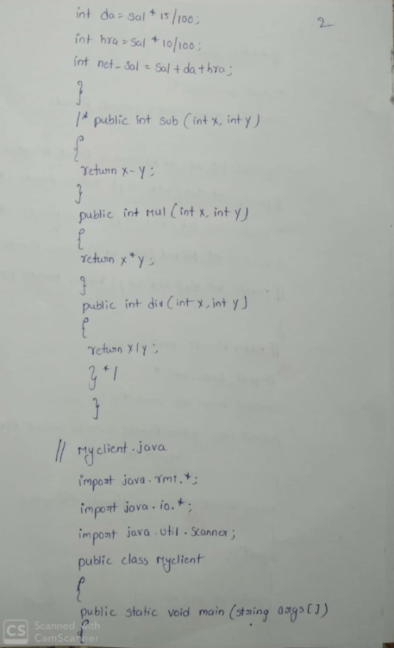 int da-Sal+15/100 int hra Sal o00 int net- Sol Sol + da t hro 2_ /1 public int sub (int x, int y丿 public int Mul (int x, int