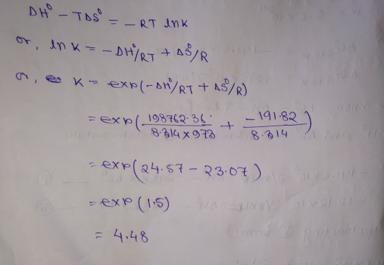 DH-TbS 50 RT nK exp(-AシRT+ AS/R) expl19876236 8314×973 6 8.る14 exp(a4.S7 - 33.0t =exp(15) RAlvoaad 4.48