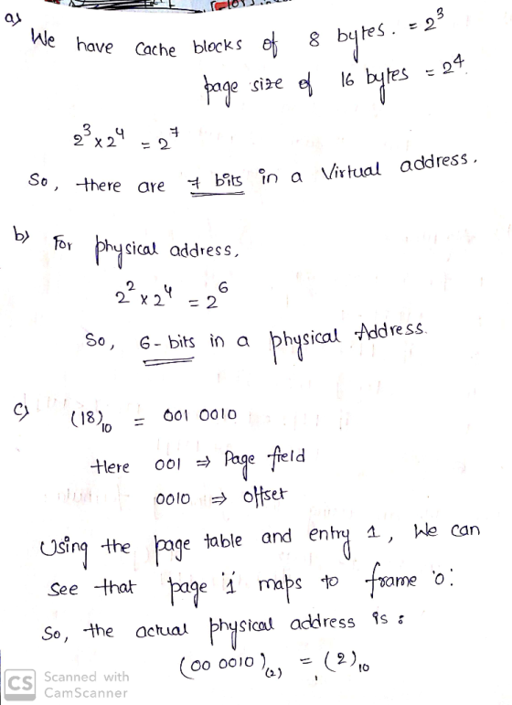 a> c have Cache blocks e size ere are- b?ts in a Vfr tual address. hy sical address 6 So, 6-bits in a bysical Addre ss (18001