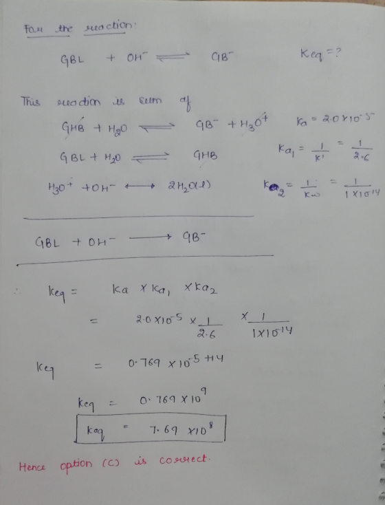 Fou the seaction Ken OH This uta ction us ε11m R 6 lc e 9 keg O, 769 X10 kad 69 YD Hencs cption (Ccootect