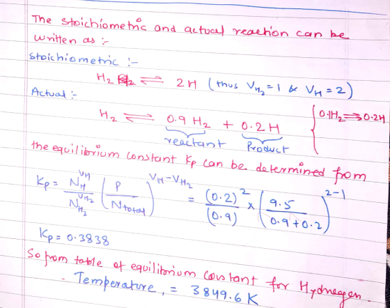 The stoicbiome thhc ond actu| reaehon can he uwitte n wntten as stoichiometyc Actual- the equilibum constant te ton be, da te
