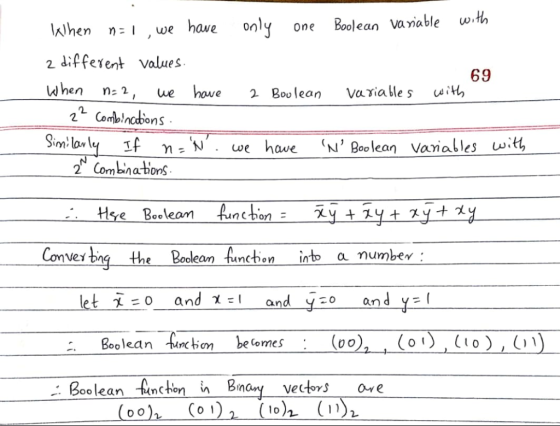 When η:l we have only one Boolean vanable uith 2 diffeγent values 69 When n2 ue hove 2BooleanVaiale s iH 2 Combina-bons Conv
