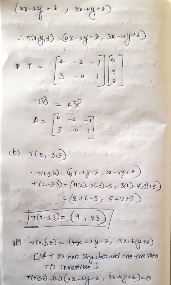 42 3 ·ー「T ㄐㄧㄥ 3 Y (b) T-3,3 .7ts invertible.