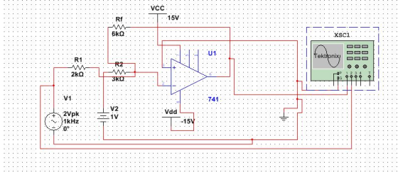 VCC Rf 15V xsci U1. R1 P1234 T 741 V1 V2 1V Vdd 15V 0%