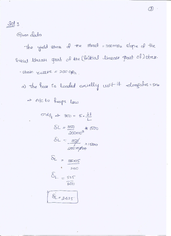 Given dlato 330MPa 2lope ioikial Lmeas -Stiain 치 久ー囗 8 L 962