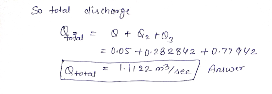 cfis chage So total Hotal 3 0.0S0.28 2 842 +0.77 9Y2 1.1122 m3/sec Answer total