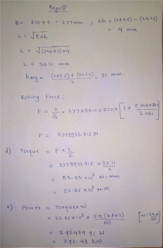 Pa Ah-= (28+5) _ (24-t i mm ) 8- j L(240+2)x4 33.11 m 2. Rolting Force 2 x31 Jb 2- 33 7 39 33.318×33.11 = 6 6 o 60 = 292429 9