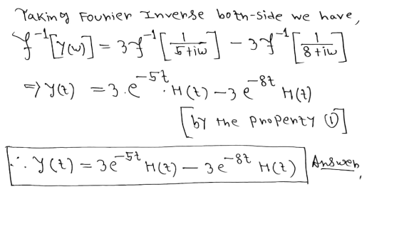 Takin Founier Tnvense both-Siae we have - 8 tiw tiw - -5t = 3.e -8t MA) by the PnoPenty 3e