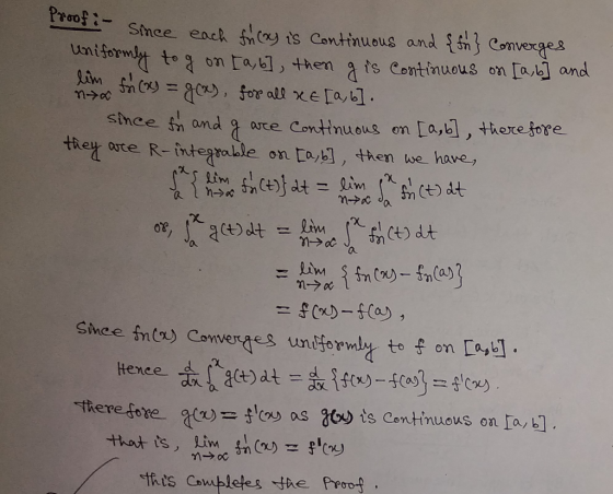 Po Snce eack tay 1s Continuous and {n Comverges Unitormt to lim , for all xe [a, bl ta6them ts Continuous on [ab and 11 stnee