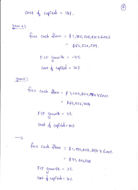 Cost capital Mear flow !,las) S09, g 10x6.05% cash ee FcF 9γουο.th E-y./. 1, 643,138 lst