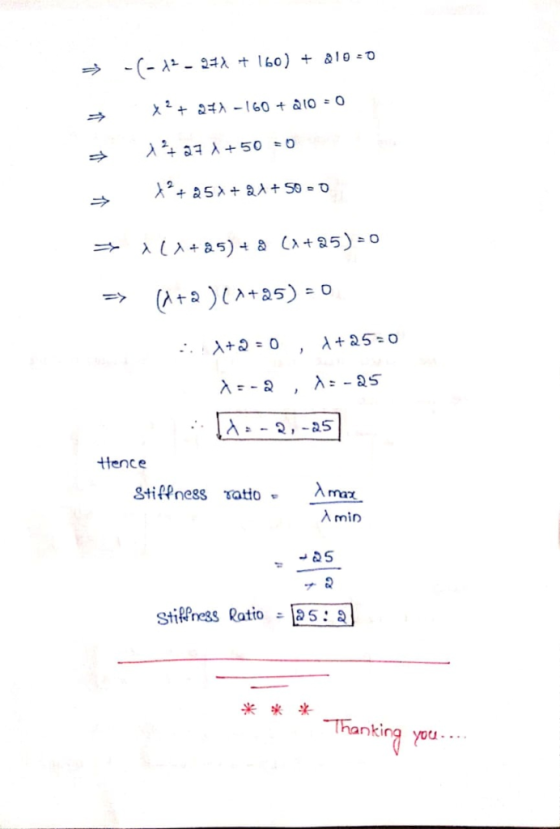 Hence Stiffness ratio λ min Stilfnes Ratio5: 米* Thankina you..