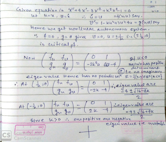 ixea esuation io 2+4x- 32k2x20 to- Let -f(u,u) Say Heme w s (a/n)nanttnn-1,61 et system nonineon autonomous is eritt cal pt.