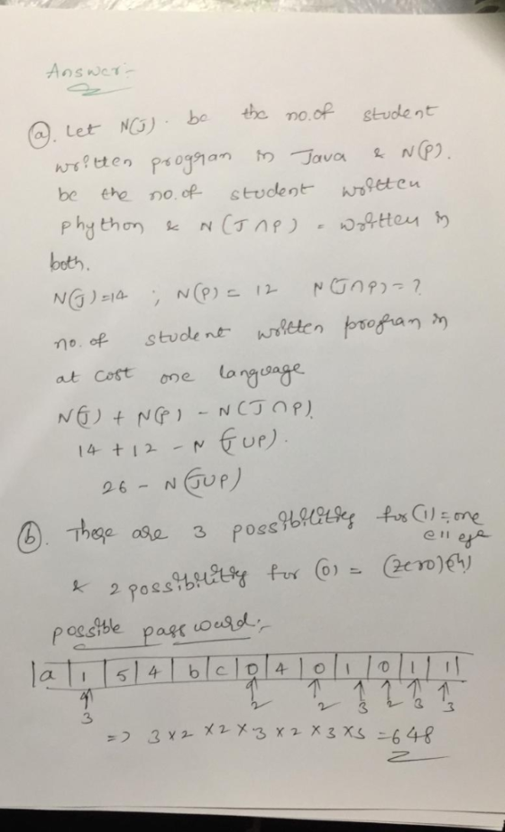 the no.of stude nt Let NO)b the no. of be ehe no. op stvdentreteu bot h. no of stude nt wreten profan at Cost one langusage 0