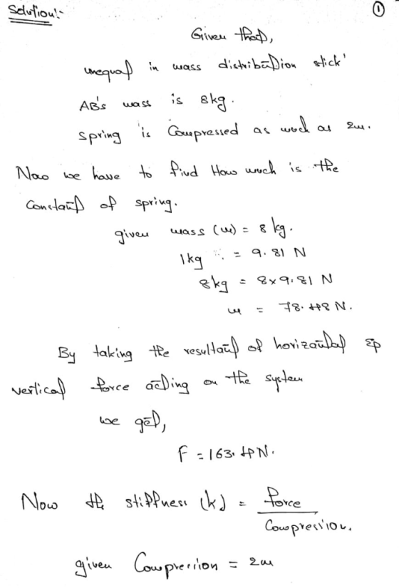 dufiou! dichibDioch wass ABS wa ss Spring i Gupesed as Nao e hawe to Pivd Hous uck is HRe Comelaz Spri uq giver = 9. 81 N kg