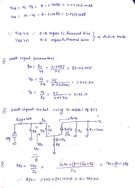 4--1. 7486 = 2.25,86 volt Small S IE2.09 720 Rsig=20K RL 200K US RE 11203ナ(1미) xo.S = 51.703 Kn RIm