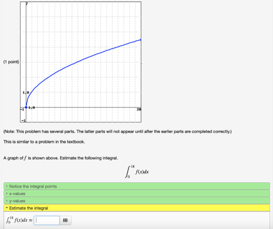 (1 point) 18 28 -1 (Note: This problem has several parts. The latter parts will not appear until after the earlier parts are