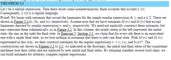 THEOREM 3.1 Let r be a regular expression. Then there exists some nondeteministic finite accepter that accepts L (r) Conseque
