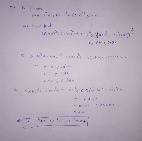 2) To poove 2 (C+4ア724 Catb)+(bt Ihat We KnoO (ato) 3/3 CC+9) 23 +a) (A+E ( b+c By AM C $2 2 (atb)t(btoCCta, 3 (atb)(btc) CCt