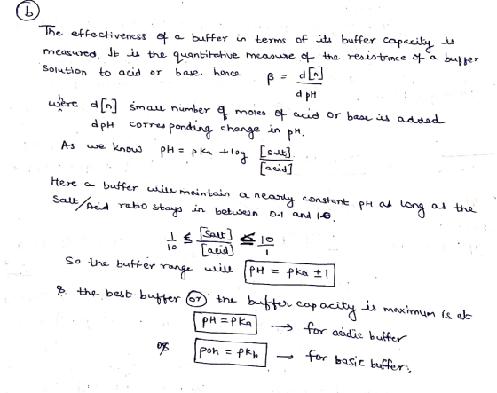 The effectiveness -buffer measures Jt u the quantiHaive. mea)uae Solto Lo acid or baue. hanca a bufer in terms of itu buffer