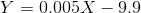 Y=0.005X-9.9