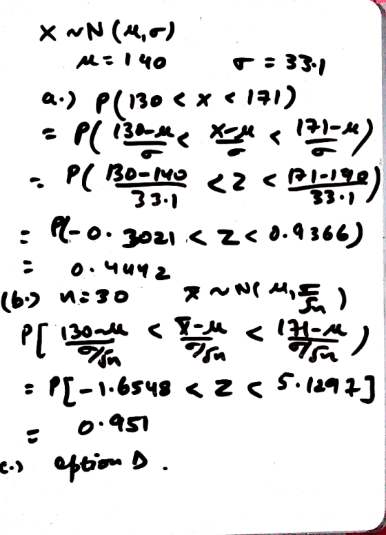 x ~N (, м:140 33-/ т? 130 с х < 19) P(Во-ма z <Plelge 33.1 33.1 -о. зог1 <z< 0.9366) о. Чич2 (6> иззо 130 < х-мe 1-M Ctьт s>