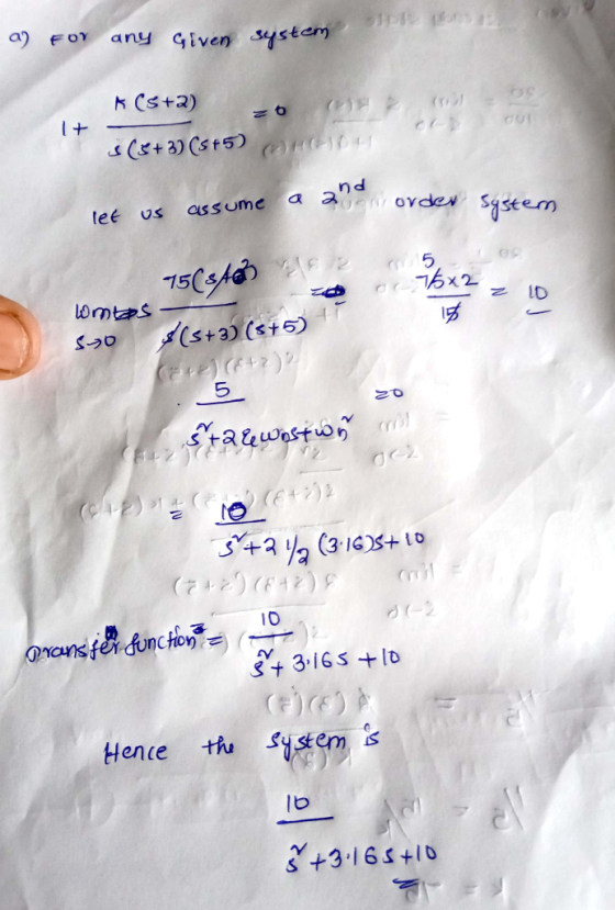 a FoY any Given ystam +35 n d a aovdew sštem tee us assume ec 5 150SA 5 343 (316)S+ 10 CHoy + 316s +Io Hence th sem